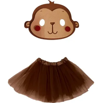 Karnevalový kostým SUPER Sada Kostým Opička Opice Tutu hnědá 30cm Maska 2el MK526