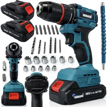 Dílna ONDRAGON EXTRA VÝKON 36 V – Aku příklepová vrtačka s bezuhlíkovým motorem | 2× aku