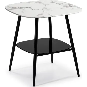 Konferenční stolek Marckeric Skleněný odkládací stolek Alina, bílá/černá, 55 cm