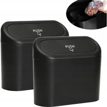 Odpadkový koš 2 koše do auta na odpadky s víčky na nápoje, závěsné koše