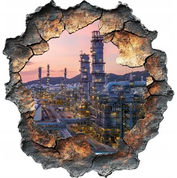 Obraz Samolepka Vyřezávaná Podle Obrysu Maskuje Staré Skvrny 97x100 cm Věže rafinérie