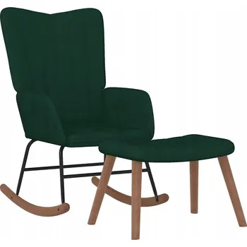 Křeslo Houpací křeslo s podnožkou, tmavě zelené, rozměry: 61x78x98 cm, podnožka: 47x31x37,5 cm