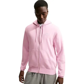 Pánské oblečení Pánská tenisová mikina Nike Club Full-Zip Fleece - pink foam/white Růžový (XL)
