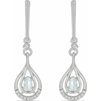 Náušnice Náušnice stříbrné s broušenými akvamaríny a zirkony Ag 925 025929 AQ 3,8 cm, 4,6 g