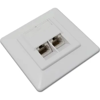 Síťový konektor XtendLan Zásuvka 2x RJ-45, Cat6, nestíněná, pod omítku, při užití krabičky i na zeď, šikmý vývod