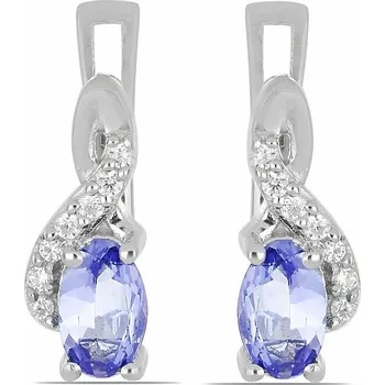 Náušnice Náušnice stříbrné s broušenými tanzanity a zirkony Ag 925 012172 TZ 1,3 cm, 2,6 g