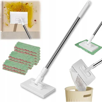 mop MOP PLOCHÝ 5 KS 100 cm + 4x NÁHRADNÍ HLAVICE Z MIKROVLÁKNA