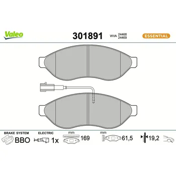 Brzdová destička Sada brzdových destiček, kotoučová brzda VALEO 301891