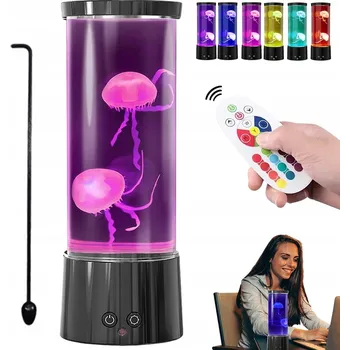 Lampička NOČNÍ LED LAMPA STOLNÍ LÁVA DO POKOJE PRO DĚTI S MEDÚZAMI A RYBKAMI