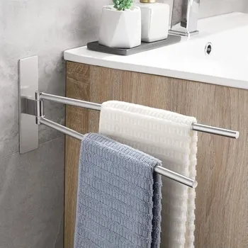 Věšák OETAMS 180° otočný nalepovací držák na ručníky, 304 nerezový nástěnný držák na ručníky, bez vrtání,