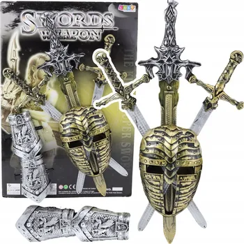 Karnevalový kostým RYTÍŘSKÁ SADA MASKA 3 MEČE CHRÁNIČE KOSTÝM RYTÍŘE PRO DĚTI