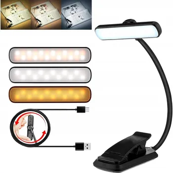 Lampička Bezdrátová lampička na čtení knih s 24 LED, flexibilní otáčení 315°