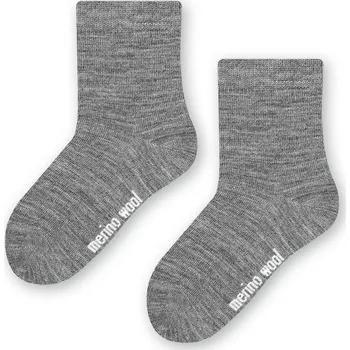 Dětské šedé melanž ponožky z merino vlny Art.130 MB011, LIGHT GRAY MELANGE Velikost: 17/19