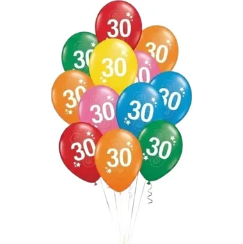 Balónek Latexové balónky číslo 30 mix barev 12ks