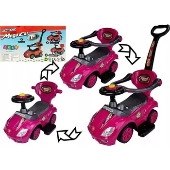 Dětské vozidlo ODRÁŽEDLO PRO DĚTI CHODÍTKO MEGA CAR 3V1 SE ZVUKEM RŮŽOVÉ