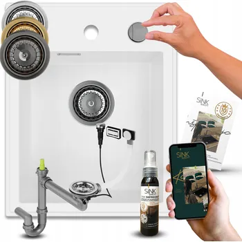 Granitový dřez Jednokomorový granitový dřez Sink Quality VELTO, bílý