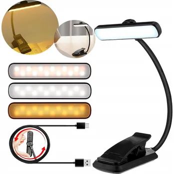 Lampička BEZDRÁTOVÁ LAMPičKA NA ČTENÍ KNIH NOČNÍ STOLNÍ USB-C S KLIPEM