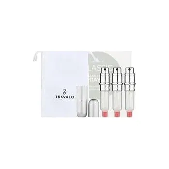 Kosmetická sada Travalo Classic HD dárková sada Silver (plnitelný rozprašovač parfémů 3 x 5 ml + pouzdro)