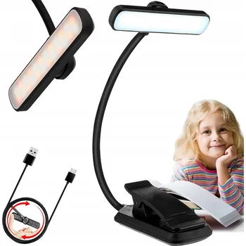 Lampička LED STOLNÍ LAMPA ŠKOLNÍ NOČNÍ NA ČTENÍ S KLIPEM NA STŮL