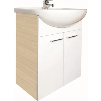 Koupelnový nábytek CONCEPT 50 skříňka pod umyvadlo 61x31,5x72 cm, 2 dvířka, bělený dub/bílá