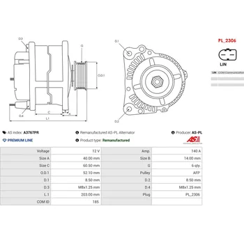 Alternátor Generátor AS-PL A3767PR