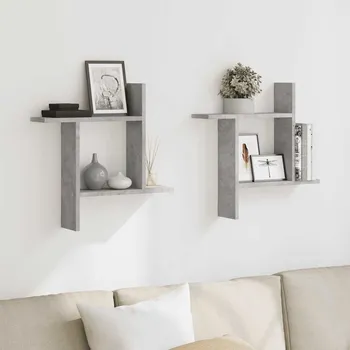 police zahrada-XL Nástěnné police 2 ks betonově šedé 50x12x50 cm kompozitní dřevo 853257