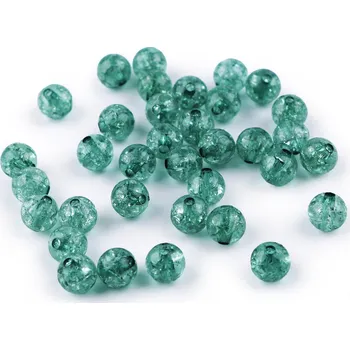 Dětské navlékací korálky Plastové korálky kraklované Ø8 mm, střední, 21 (24) zelená lahvová