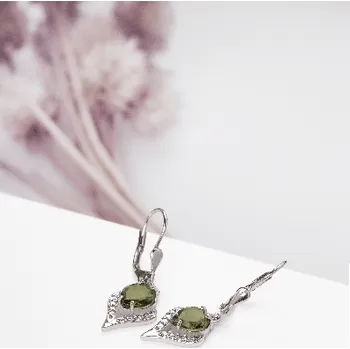 Náušnice Vltavín náušnice se Zirkony 2,85 g