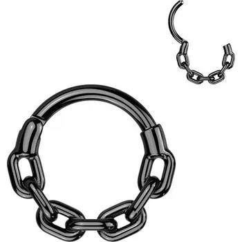 Šperk Šperky4U Černý ocelový piercing - segment kruh řetěz - SG137-1208