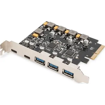 Grafická karta Digitus USB 3.1 přídavná karta PCI Express 2x USB-C + 3x USB A