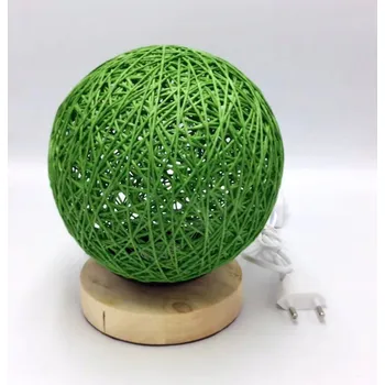 Lampička Dekorativní lampa Koule – Zelená | Boho styl | Dřevěná základna