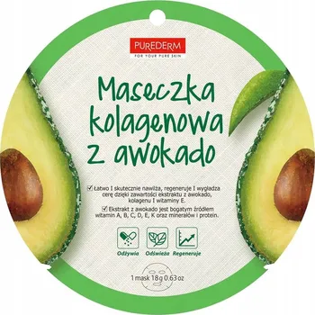 Pleťová maska Purederm Avokádová kolagenová maska v plátýnku 18g