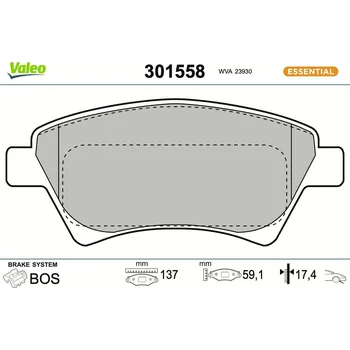Brzdová destička Sada brzdových destiček, kotoučová brzda VALEO 301558