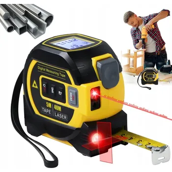 Měřící laser LASEROVÝ DÁLKOMĚR 3V1 S FUNKCÍ PYTHAGORAS, SVINOVACÍ METR 5M, DOSAH 60M
