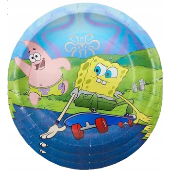 Talíř Papírové Talířky Hello SpongeBob 18 cm Sada Dekorace Narozeniny 10 ks