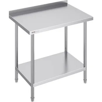 Dílenský stůl Pracovní stůl z nerezové oceli 24 x 36 x 36 palců, komerční pracovní stůl pro přípravu jídla, vysoce odolný pracovní stůl, kovový pracovní stůl s nastavitelnou výškou pro restauraci, domácnost a hotel