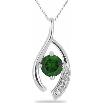 Přívěsek Přívěsek stříbrný s broušeným chromdiopsidem a zirkony Ag 925 021831 DIO 1,7 cm, 1,3 g