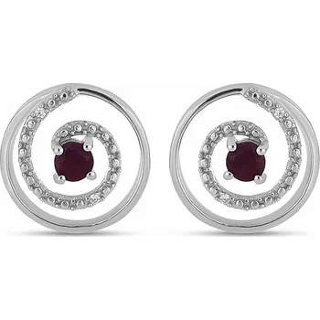 Náušnice Náušnice stříbrné s broušenými rubíny a zirkony Ag 925 020614 RB 1,5 cm, 3,2 g