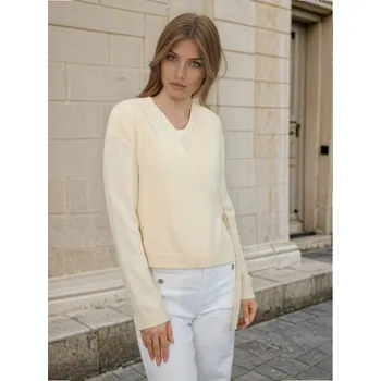 Dámský svetr Sinsay - Zavinovací svetr s páskem na zavazování - béžová - 540GZ-02X - 540GZ-02X-XXL