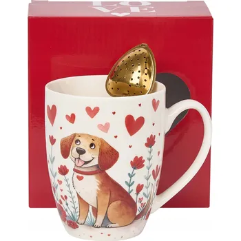 Hrnek se sítkem 360 ml PES Srdce Porcelán Dárek Valentýn