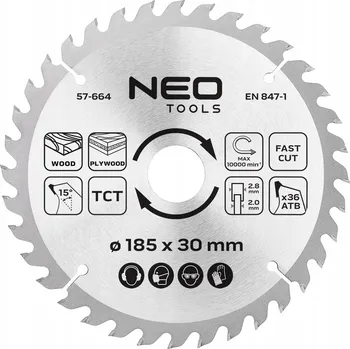 Pilový kotouč Kotouč do pily, vidiový, 185 x 30 mm, 36 zubů, na dřevo NEO TOOLS