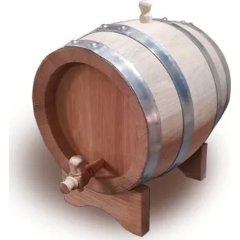 Stojan na víno Sud na pálenku 10L - dubový s pípou a stojanem