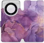 Flipové pouzdro Mobiwear - Honor Magic5 Lite 5G - VP20S Fialový mramor - VÝPRODEJ (Knížkové flip pouzdro, obal, kryt na mobil Honor Magic5 Lite 5G - VP20S Fialový mramor, materiál Umělá kůže + TPU - ochrana 360°, stojánek, silikonová vanička, magnetické)