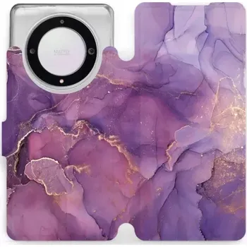 Pouzdro na mobilní telefon Flipové pouzdro Mobiwear - Honor Magic5 Lite 5G - VP20S Fialový mramor - VÝPRODEJ (Knížkové flip pouzdro, obal, kryt na mobil Honor Magic5 Lite 5G - VP20S Fialový mramor, materiál Umělá kůže + TPU - ochrana 360°, stojánek, silikonová vanička, magnetické)