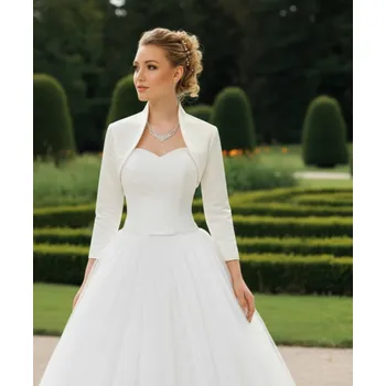 Bolerko Saténové svatební bolerko s 3/4 rukávem ivory BF-160 Vybraná velikost: XL