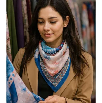 Šátek Agrafka šátek s rostlinným motivem - polyester