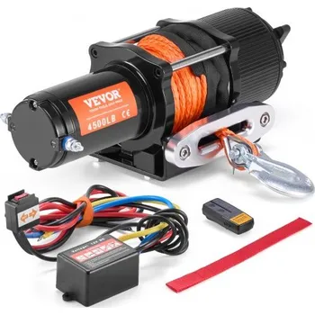 Elektrický naviják pro čtyřkolky, UTV, 2041,2 kg, syntetické lano, vodotěsné, dálkové ovládání