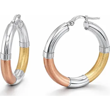 Náušnice Kruhové náušnice z trojbarevného zlata