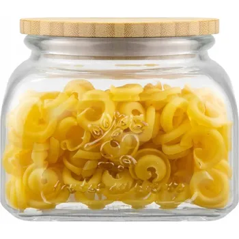 Dóza na potraviny Szklany SŁOIK 0,7l z pokrywą bambusową NA POTRAVINY