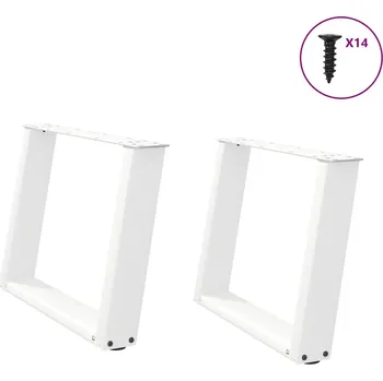 Jídelní stůl zahrada-XL Nohy konferenčního stolku ve tvaru U, 2 ks, bílé, 60 x (42-43) cm, ocel 4012769